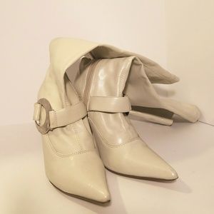 BOGO!  Dressy stretchy cream knee-high boots